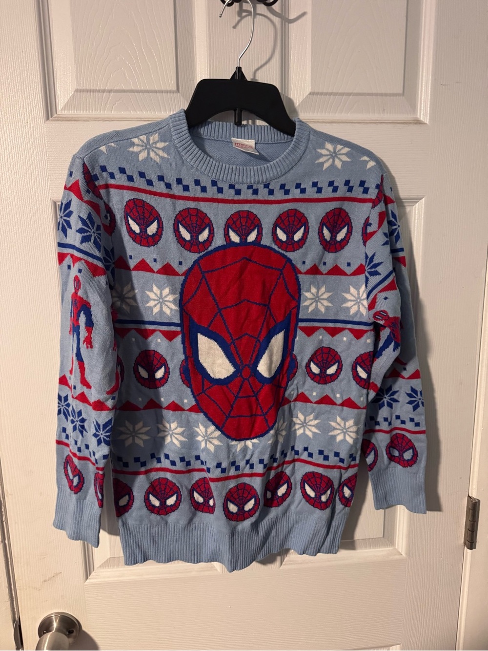 Spiderman Graphic Crewneck Sweater - Light Blue/Red New Without Tag